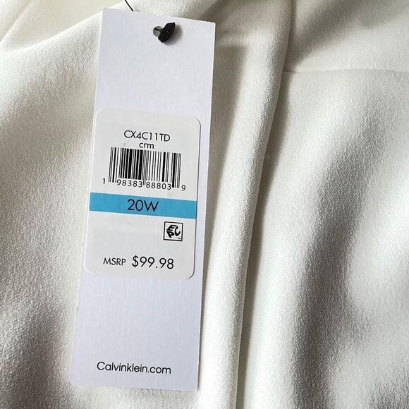 Calvin Klein Sheath Dress Womens 20W White Knit Tulip Sleeve Plus Size NEW - Picture 9 of 9